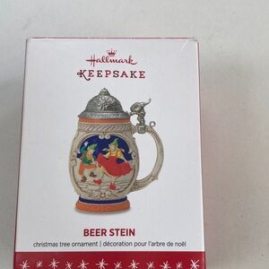 Hallmark Keepsake Beer Stein Ornament with Red and Blue Accents
